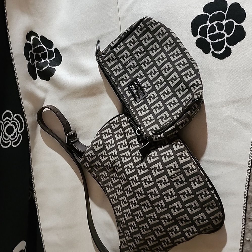 Fendi Monogram Shoulder Bag Set in brown